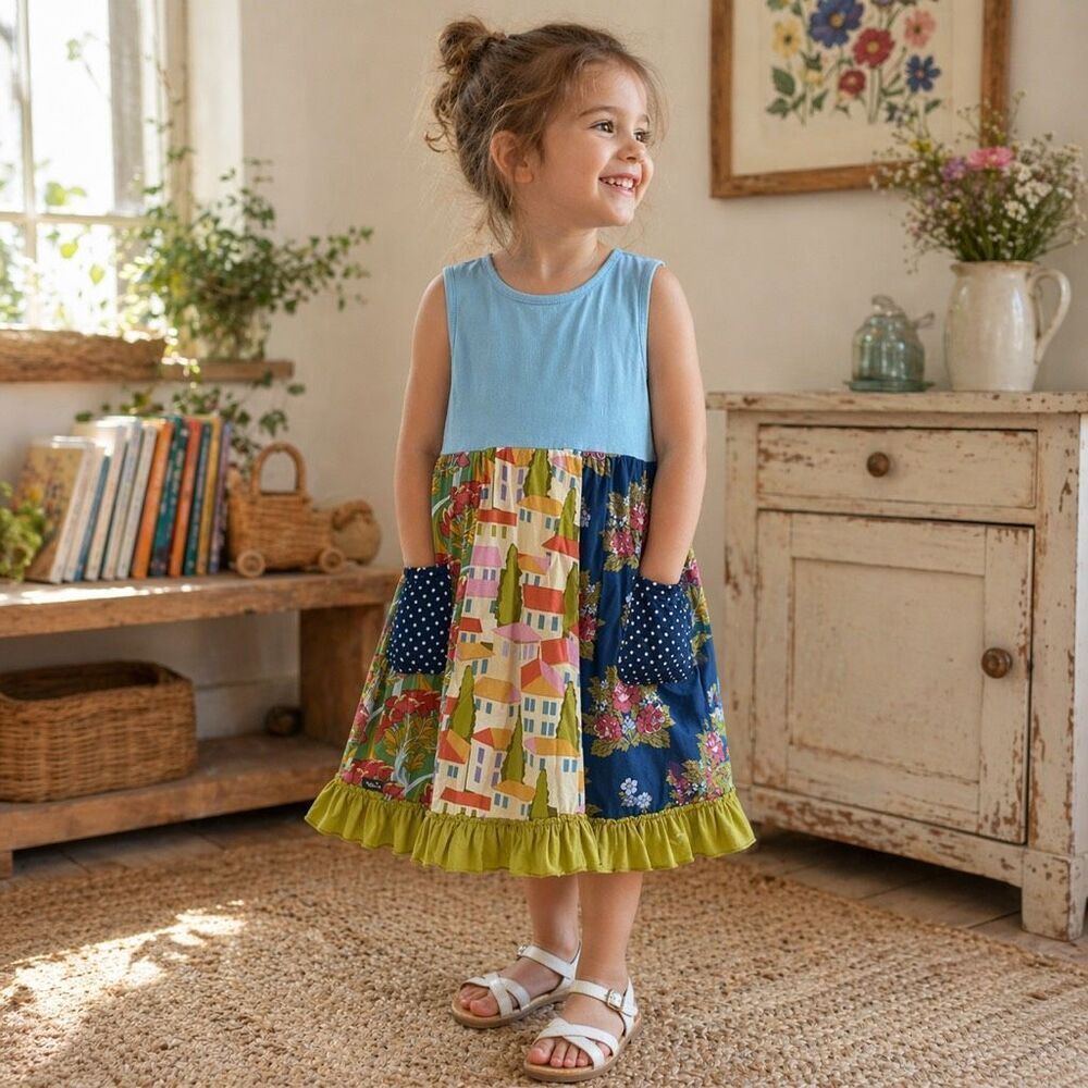Matilda Jane Good Hart Bay Winds Tank Dress Patchwork Pockets 8